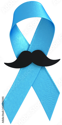 Fototapeta Blue ribbon with moustache isolated object and transparent background for Blue N