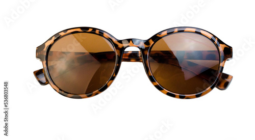 round brown sunglasses isolate photo