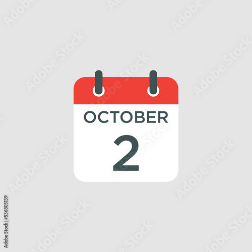 calendar - October 2 icon illustration isolated vector sign symbol