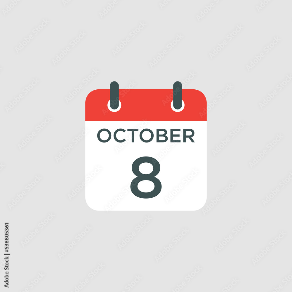 calendar - October 8 icon illustration isolated vector sign symbol calendar - October 8 icon illustration isolated vector sign symbol