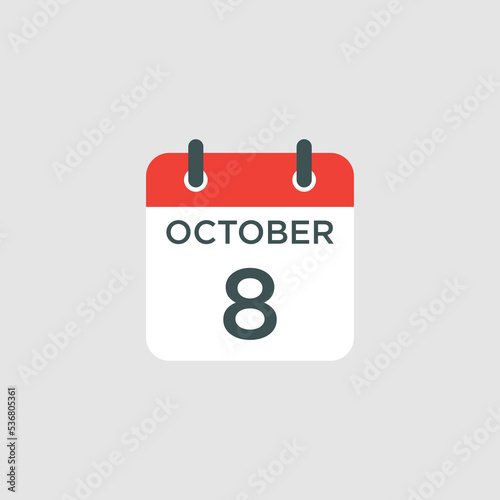 calendar - October 8 icon illustration isolated vector sign symbol