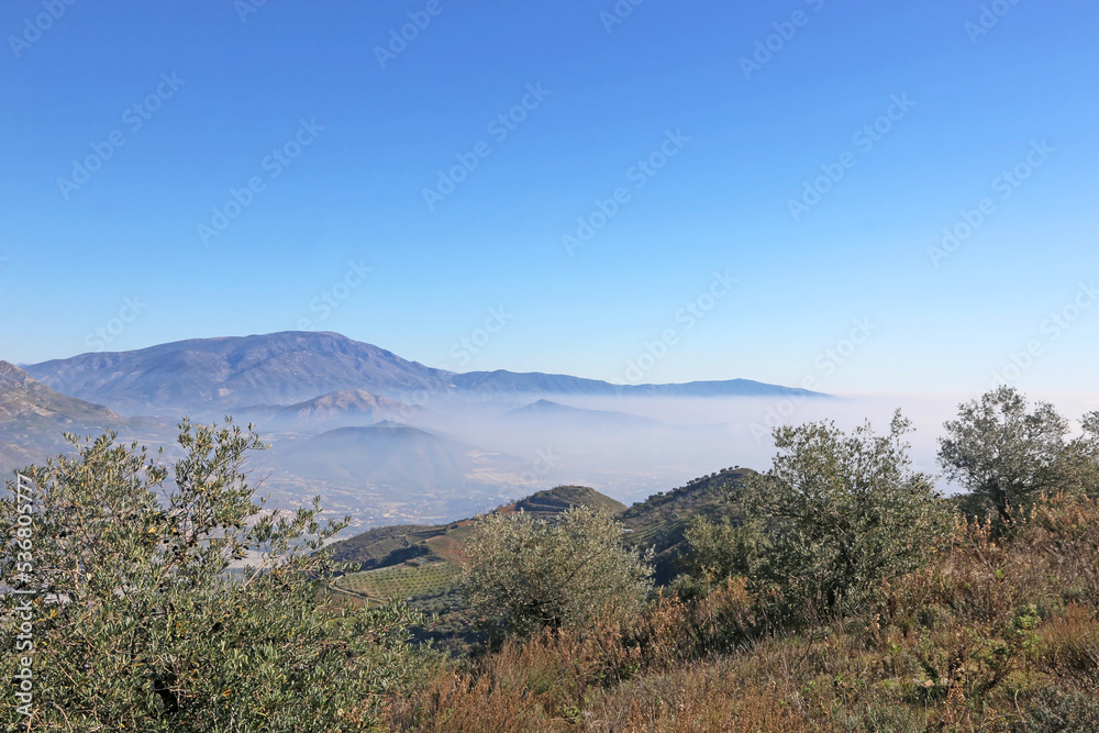 Coastal mountains of Andalucia in the mist