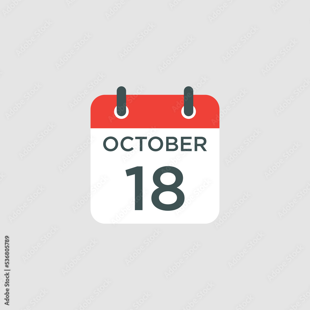 calendar - October 18 icon illustration isolated vector sign symbol calendar - October 18 icon illustration isolated vector sign symbol