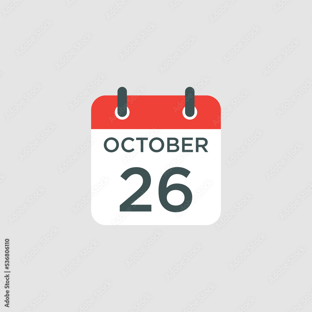 calendar - October 26 icon illustration isolated vector sign symbol calendar - October 26 icon illustration isolated vector sign symbol