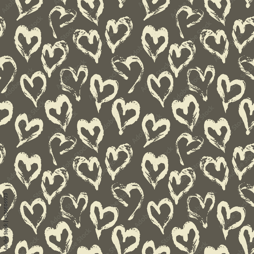 Seamless heart pattern. Hand painted ink brush Seamless heart pattern. Hand painted ink brush