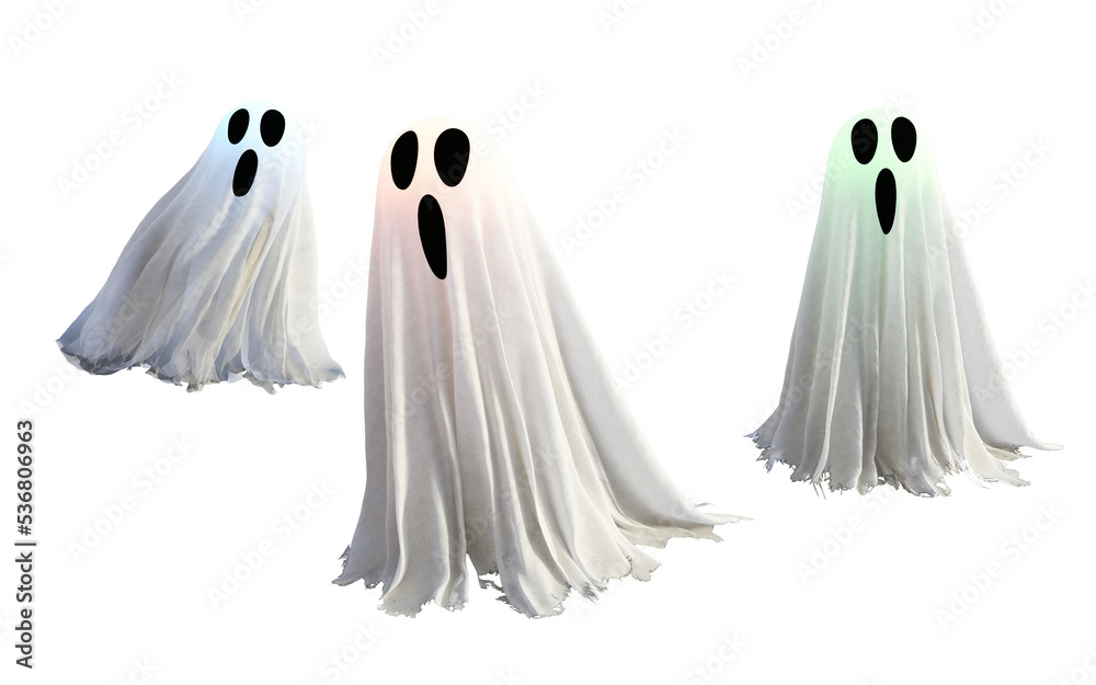 3d Illustration of White Ghost Ornament for Holiday Concept with Happy Halloween. 3d Illustration of White Ghost Ornament for Holiday Concept with Happy Halloween.