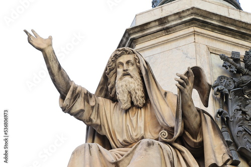 Ezekiel the Seer Sculpture on the Column of the Immaculate Conception Close Up at Piazza Mignanelli Square in Rome, Italy photo