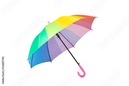 Multicolored umbrella on a white background.Isolate.Sale of umbrellas.