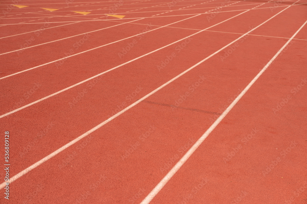 Low angle view of running lanes seen on track