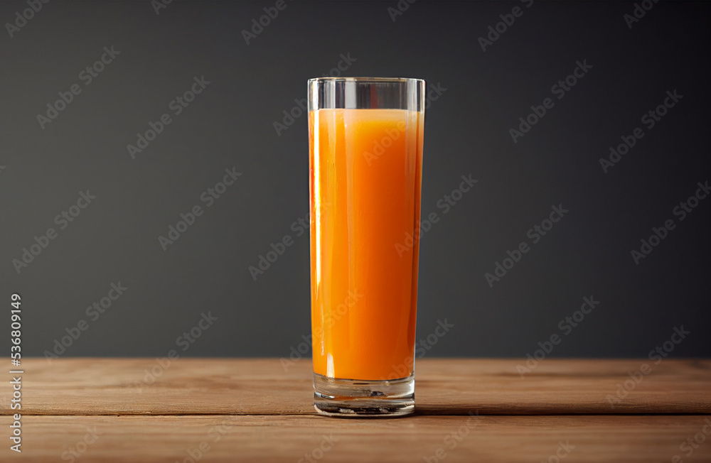 Vaso de Zumo de naranja, sobre mesa de madera y fondo madera Vaso de Zumo de naranja, sobre mesa de madera y fondo madera