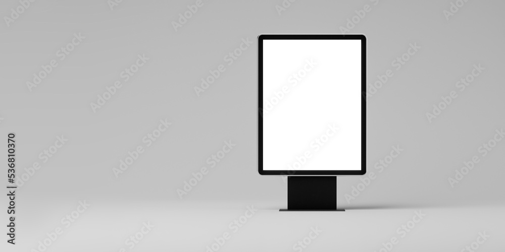 blank 3d mockup of vertical billboard outdoor stand or poster on gray background. Background or pattern. 3d rendering blank 3d mockup of vertical billboard outdoor stand or poster on gray background. Background or pattern. 3d rendering