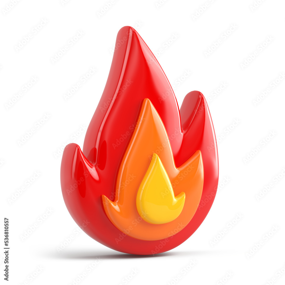 Cartoon fire flame isolated on white - Fire flame 3d icon - 3d rendering Cartoon fire flame isolated on white - Fire flame 3d icon - 3d rendering