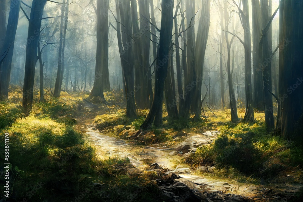 Fototapeta premium Fantasy forest illustration