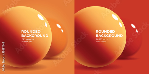Yellow banner background with round glossy shapes with subsurface scattering, 3D spheres with reflection and depth of field