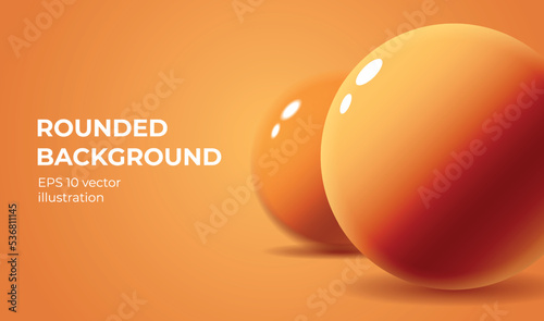 Yellow banner background with round glossy shapes with subsurface scattering, 3D spheres with reflection and depth of field