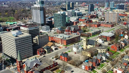 Aerial view of Kitchener, Ontario, Canada on fine spring day 4K photo