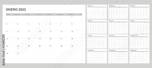simple set calendar 2023 on Spanish