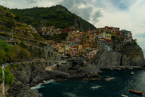 Scenic view of villages in Cinque Terre region of Italy.