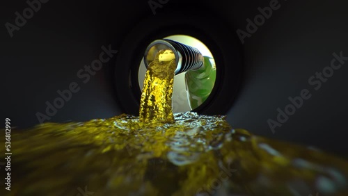 3D rendering movie clip filling petrol gas into the tank with nozzle fuel.