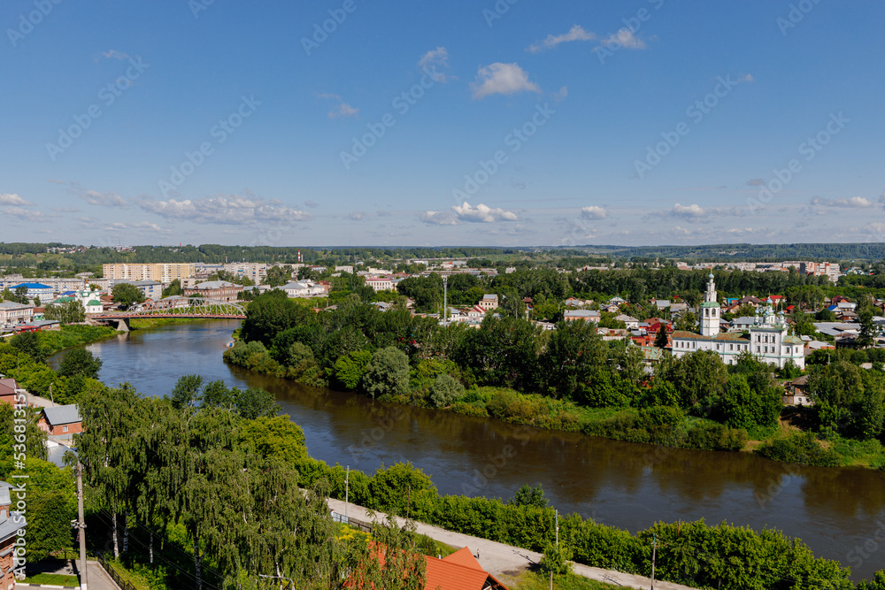 Russia Perm region view of the city of Kungur on a clear summer day
