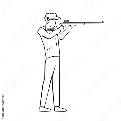 Vector illustration of hand drawn shooting sport rifle. Sports concept