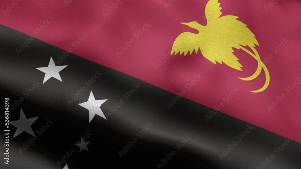 Flag Of Papua New Guinea - Papua New Guinea Flag High Detail - National flag Papua New Guinea wave Pattern loopable Elements - Fabric texture and endless loop - Seamless loop - Highly Detailed Flag