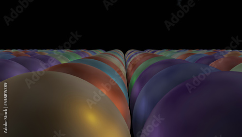 Colorful turbid glass bead in line (3D Rendering)