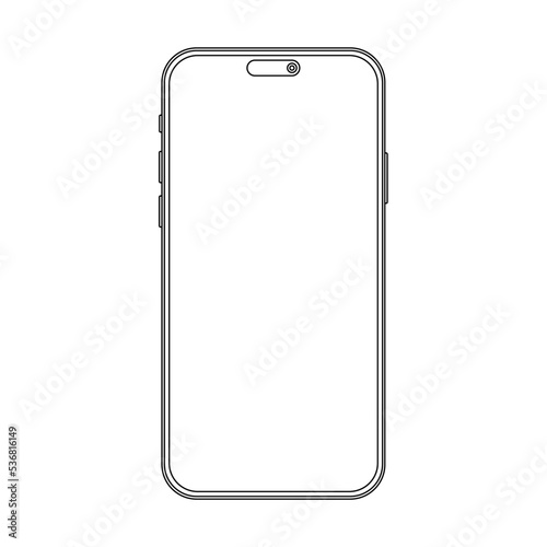 Outline mockup template phone for your project, visual ui app demonstration. High quality stroke line newest version of smartphone vector illustration photo