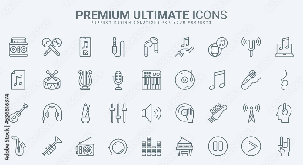 Music thin line icons set vector illustration. Outline acoustic ...