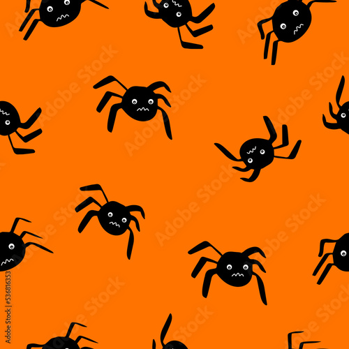 Seamless pattern with spiders for flyers and postcards. Doodle style. Happy Halloween card. © Andrei