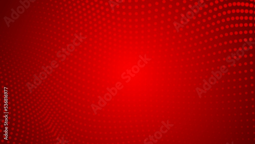 Abstract dot pattern red wave light gradient texture technology background.