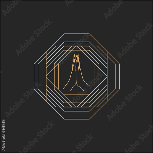 Logo in modern style. The logo of the cream means in the course of the hands. Vector linear icon. Boho - design templates. Abstract design elements for decoration in modern minimalist style