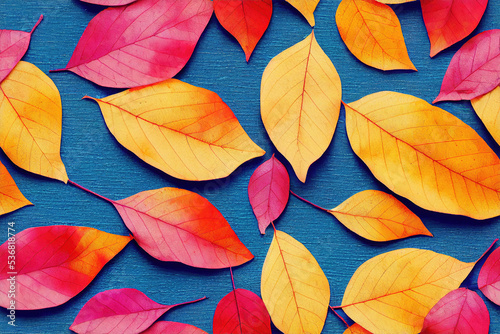 Yellow and red autumn fall leaves as seamless pattern background