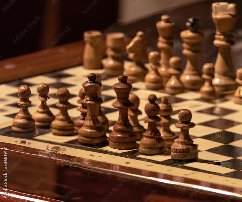 Wooden chessboard set. 3D illustration Wooden chessboard set. 3D illustration