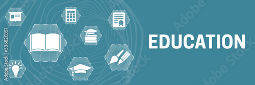 Education Banner Background with Icons
