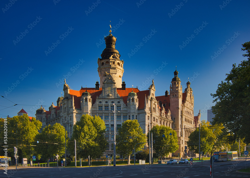 Stadtverwaltung Leipzig, Blick auf das Neue Rathaus, Turm, Leipzig, Sachsen, Deutschland