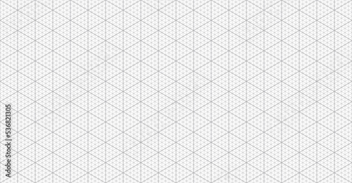Isometric grid seamless pattern. Triangle graph paper. Hexagonal and triangular geometric shapes with bold and thin line. Abstract texture for decorations, banners or books.