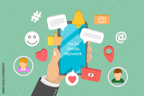3D Isometric Flat Vector Conceptual Illustration of Social Media Network, Online Communication Application