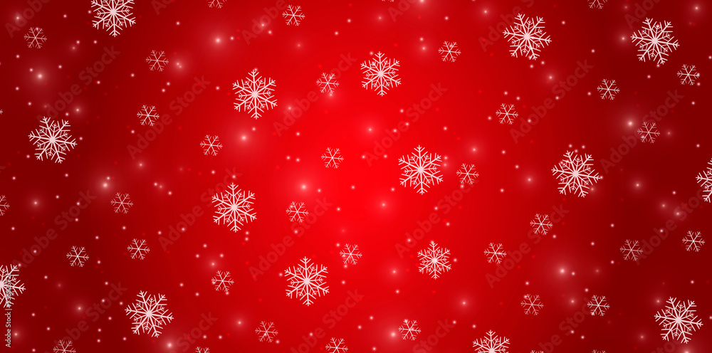 White snowflakes on a red gradient background White snowflakes on a red gradient background