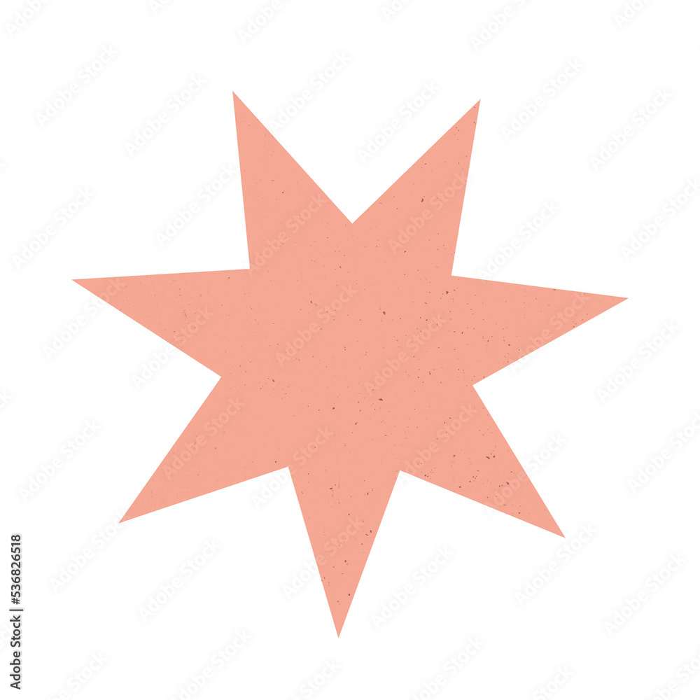 Pink,peach star shape with gritty texture. Geometry shape in boho color,noise, grunge, destressed, grain. Dirt, cement,concrete. Wall Art Illustration Mid-century Modern Geometric Pink,peach star shape with gritty texture. Geometry shape in boho color,noise, grunge, destressed, grain. Dirt, cement,concrete. Wall Art Illustration Mid-century Modern Geometric