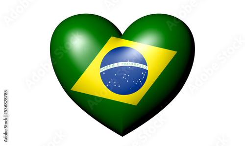 Free Download 3D ILLUSTRATION HEART WITH BRAZILIAN FLAG - GFXLoad