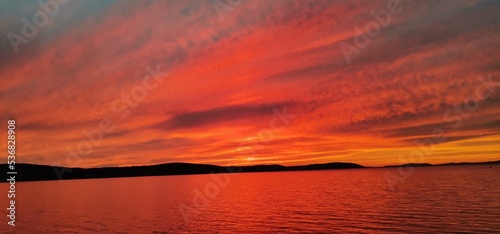 sunset over the lake