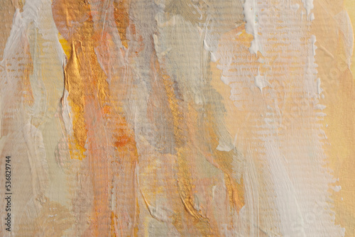 Art modern oil and acrylic smear blot canvas painting wall. Abstract texture gold, yellow, beige and white color stain brushstroke texture background.