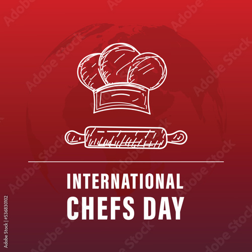 International Chefs Day October 20, Template for background, banner, card, poster with chef hat icon and text inscription