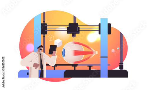 researcher prints eyeball model on 3d bio printer medical printing of human transplantation organ biological engineering bioprinting