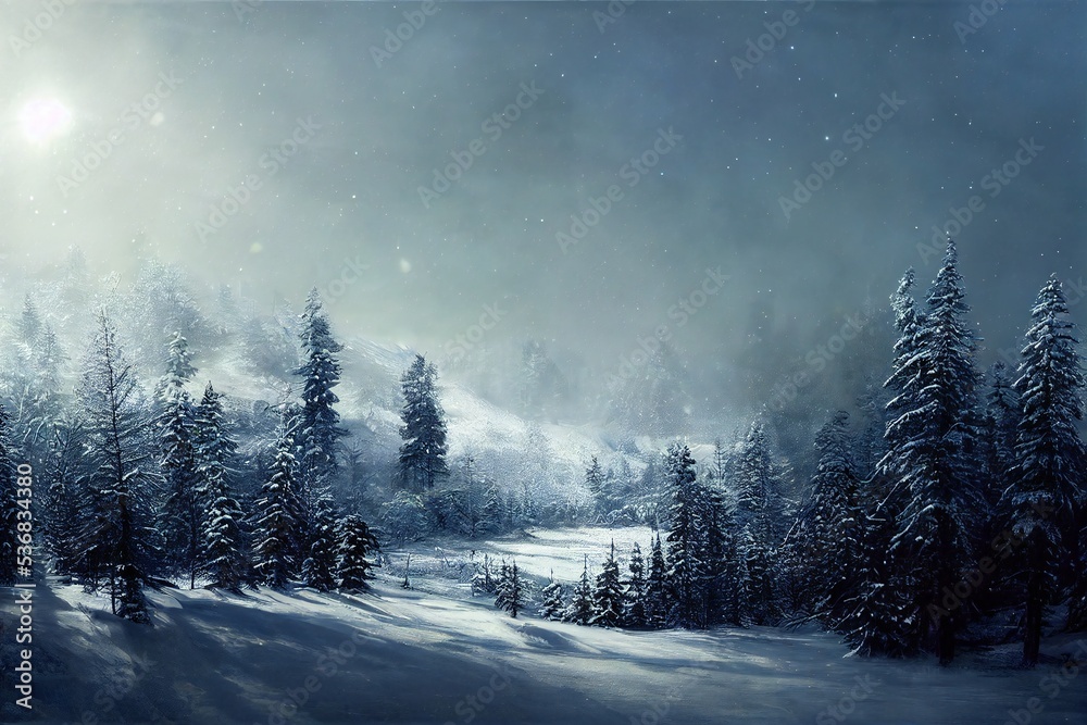Winter forest illustration