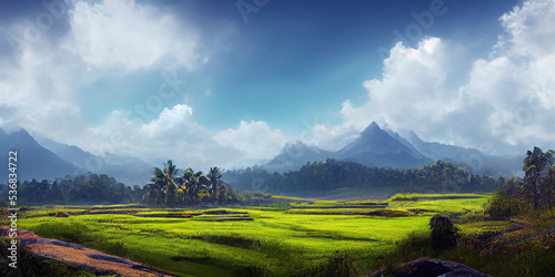 Tea plantations in surroundings of Munnar, Kerala, India. Beautiful landscape.