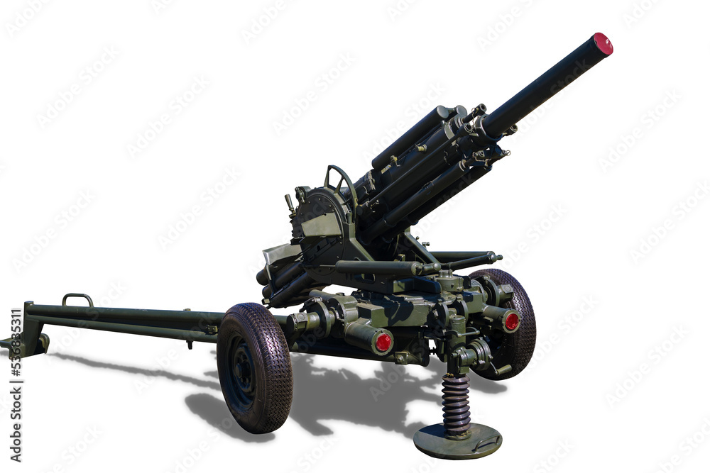 automatic 82mm mortar 2B9 Vasilek (Cornflower) developed in the Soviet Union isolated on white background
