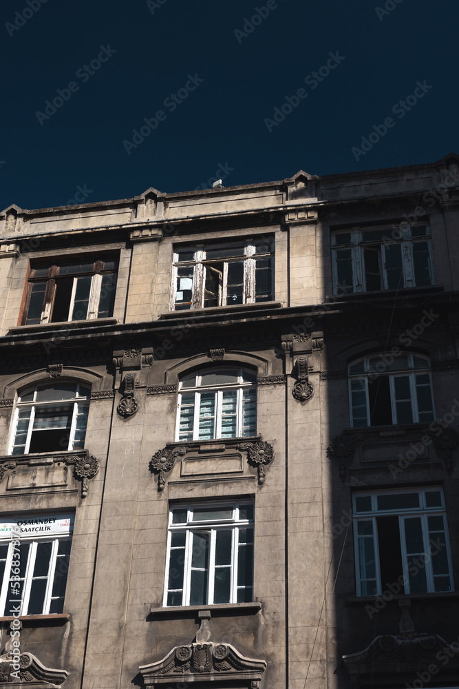 Part of the facade of the art-nouveau building in Istanbul.
