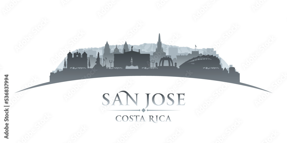 San Jose Costa Rica city silhouette white background